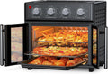 PlumChef 27.5 Quart Extra Large 6 Slices Air Fryer Convection Toaster Oven, French Door, 1700W, Multifunction Oven for Air Fryer, Toast, Grill, Defrost, Bake (Black)