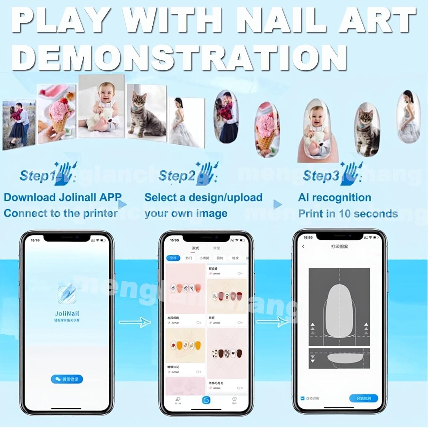 3D Smart Nail Printer | Mini Digital Mobile Nail Art Printer Machine | Portable Nail Painting Machine Support WiFi/DIY/USB(4800dpi High-Definition) | 10s Painting for Girls' Home Nails