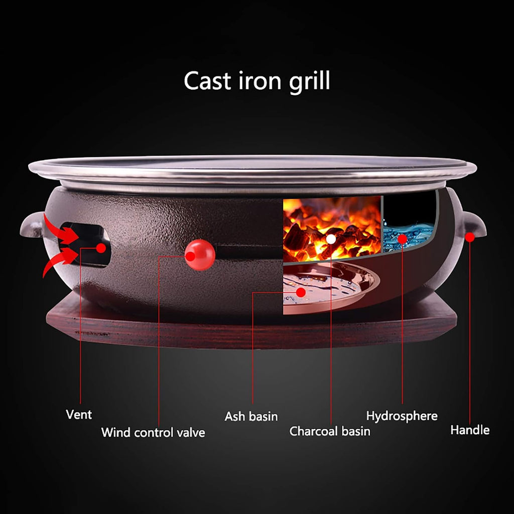 BBQ Barbeque Barbecue Grill, BBQ, Korean Household Charcoal Grill, Large Cast Iron Barbecue Meat Stove, Stainless Steel Grill Pan, 9 Styles (Color : H)