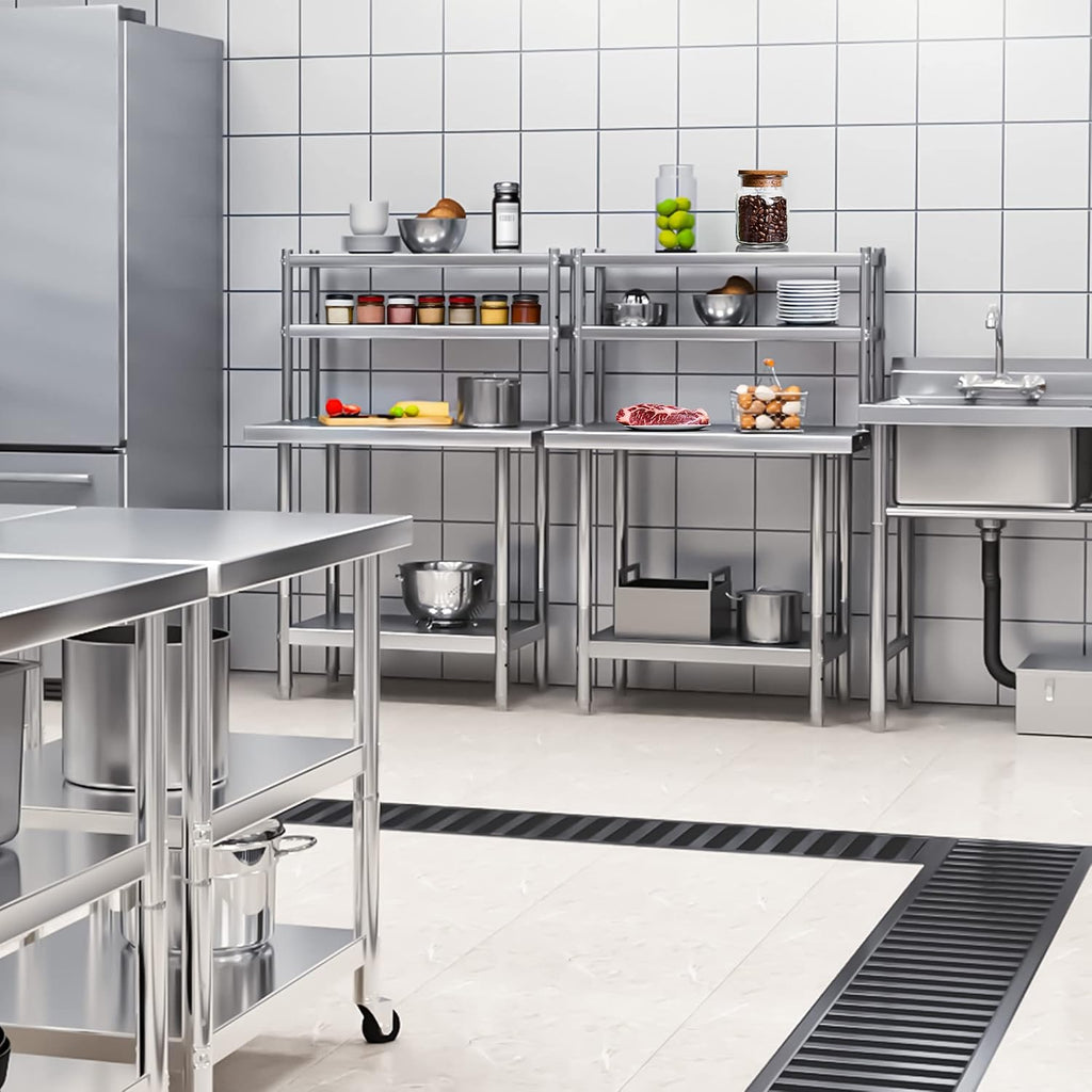 YITAHOME NSF Stainless Steel Table with Overshelf, 36' X 24' Work Table and 36' X 12' Shelf, Metal Prep Table for Home, Kitchen, Restaurant, Garage, Warehouse