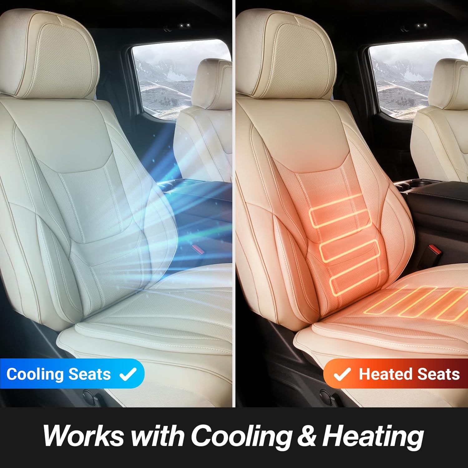 Coverland Custom Car Seat Covers Compatible with 2004-2008 Toyota Solara Convertible - Premium Leather Non-Slip Memory Foam Waterproof Seat Cover Custom fit Interior Protector [Full Set-Beige]