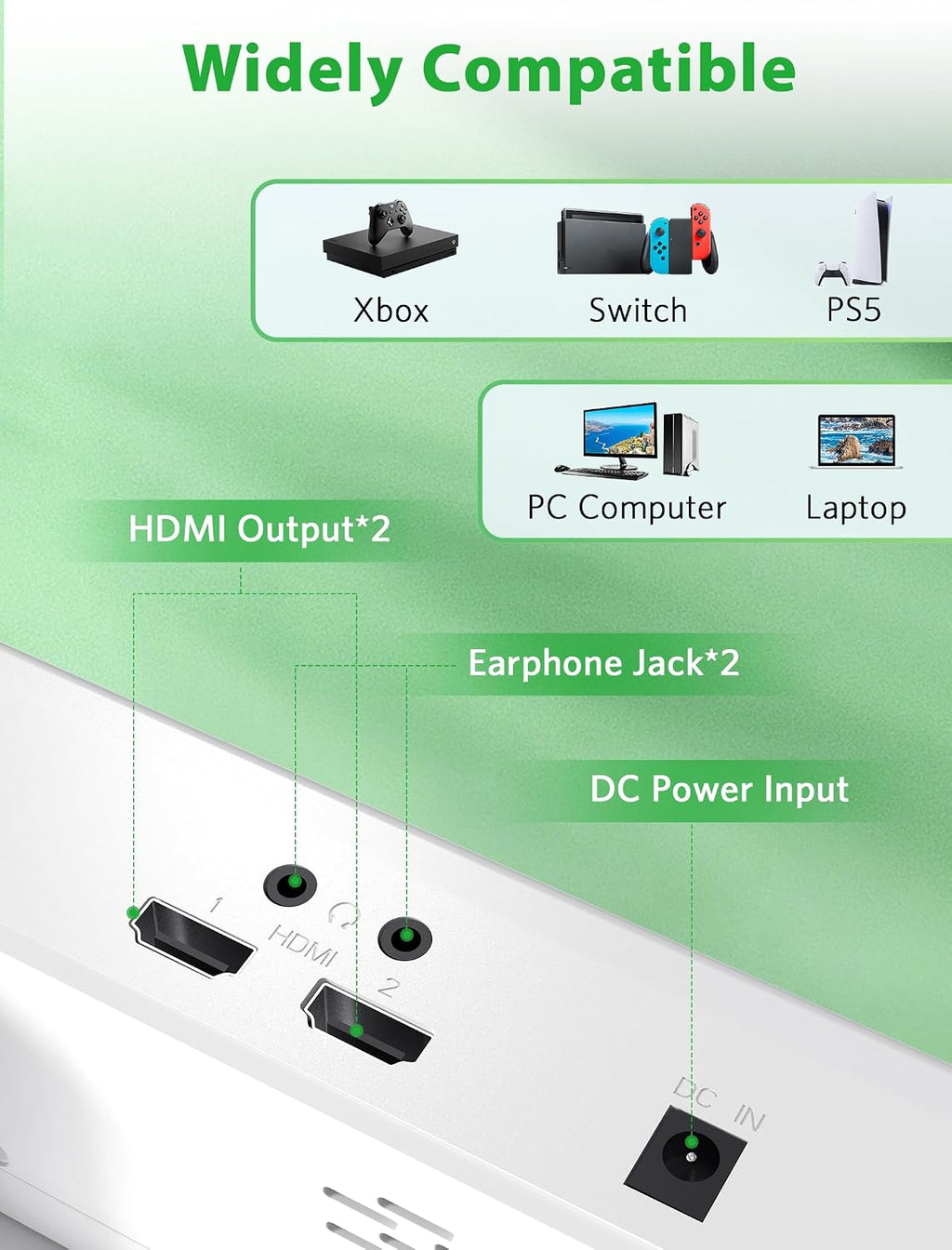 DEPGI 4K 14' Portable Gaming Monitor IPS Screen for Xbox Series S（not Included） with Remote Control, Portable Monitor with HDR10, AMD FreeSync, 2X HDMI for Indoor Outdoor Travel