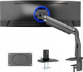 VIVO Aluminum Ultrawide Monitor Stand, Classic + USB, Fits up to 49 inch Screens, Single Articulating Pneumatic Arm, USB Ports, C-Clamp and Grommet Desk Mount, Max VESA 200x100, Black, STAND-V100HU