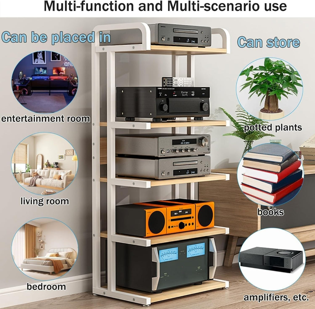 HiFi Rack Record Player Stand, 3/4/5 Tier AV Media Player Stand, Audio/Video Component Stereo Cabinet for Record Player, Amplifier, Entertainment Equipment(Style C,50x40x111cm)