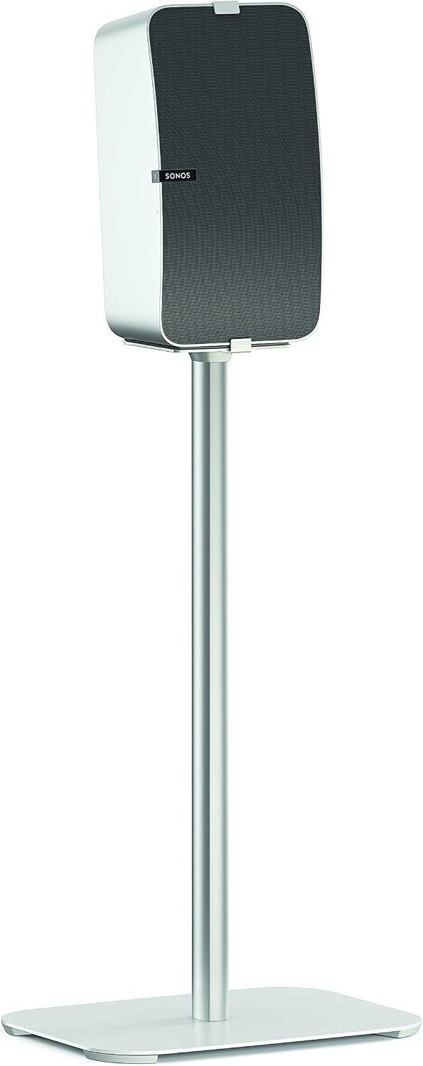 Vogel's Sound 3305 Universal Speaker Floor Stand | Max. 15 lbs (6.5 kg) | Height: 29.5 inch | Also fits Sonos Five & Play:5 | Universal Compatibility | White | 1 Floor Stand