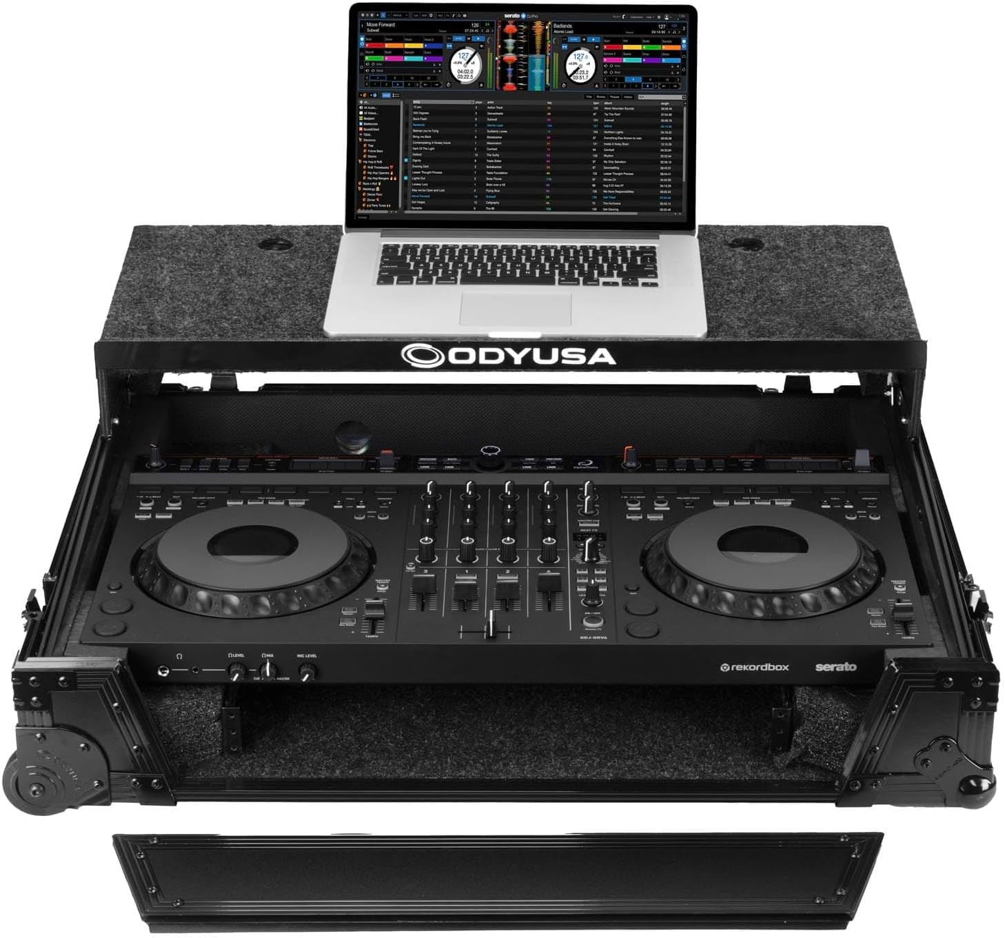 Odyssey FZGSDDJGRV6BL1UCW AlphaTheta DDJ-GRV6 1U Case in Black with Patented Glide Platform and Corner Wheels
