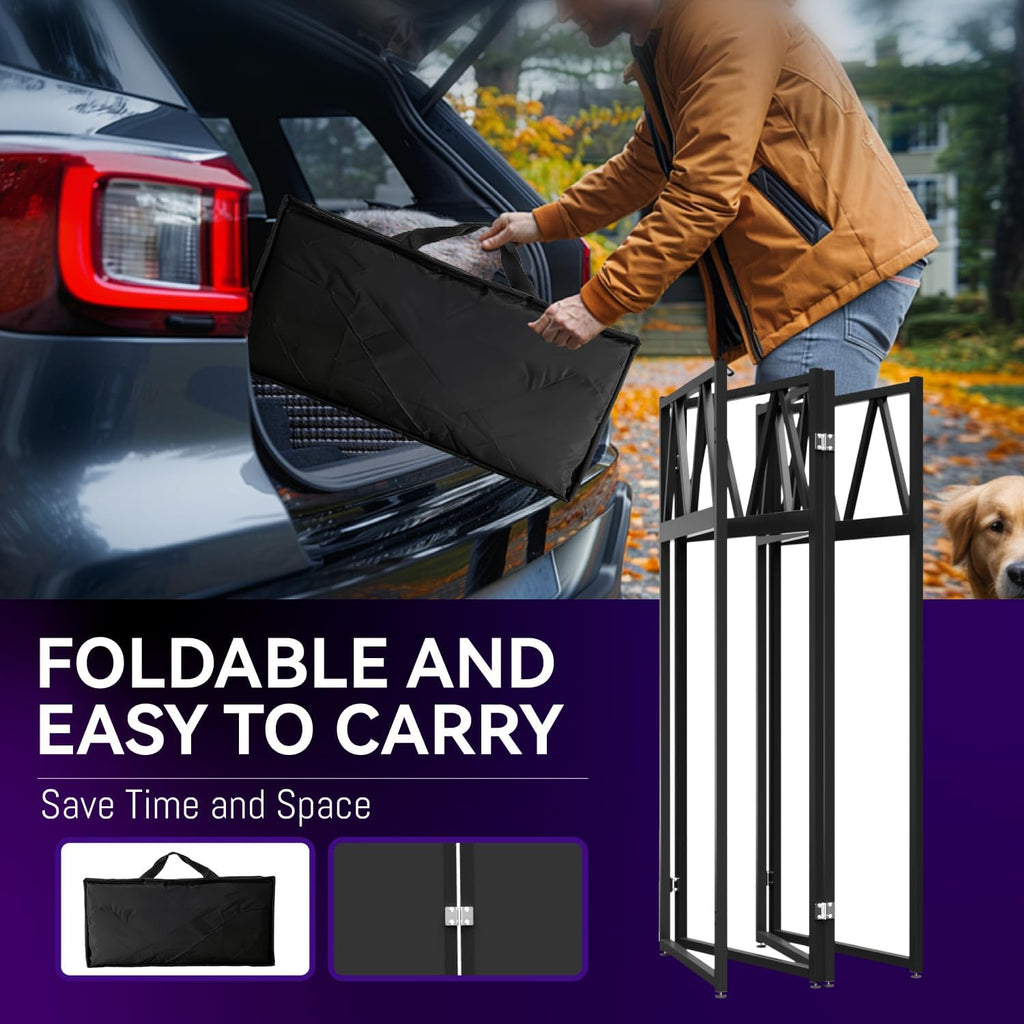 RDCMKL DJ Table Stand Portable Booth, All-Metal Heavy-Duty Foldable DJ Stand, Iron Plate Surface DJ Facade Booth, with 8 Machine-Washable Scrims, Travel Bag
