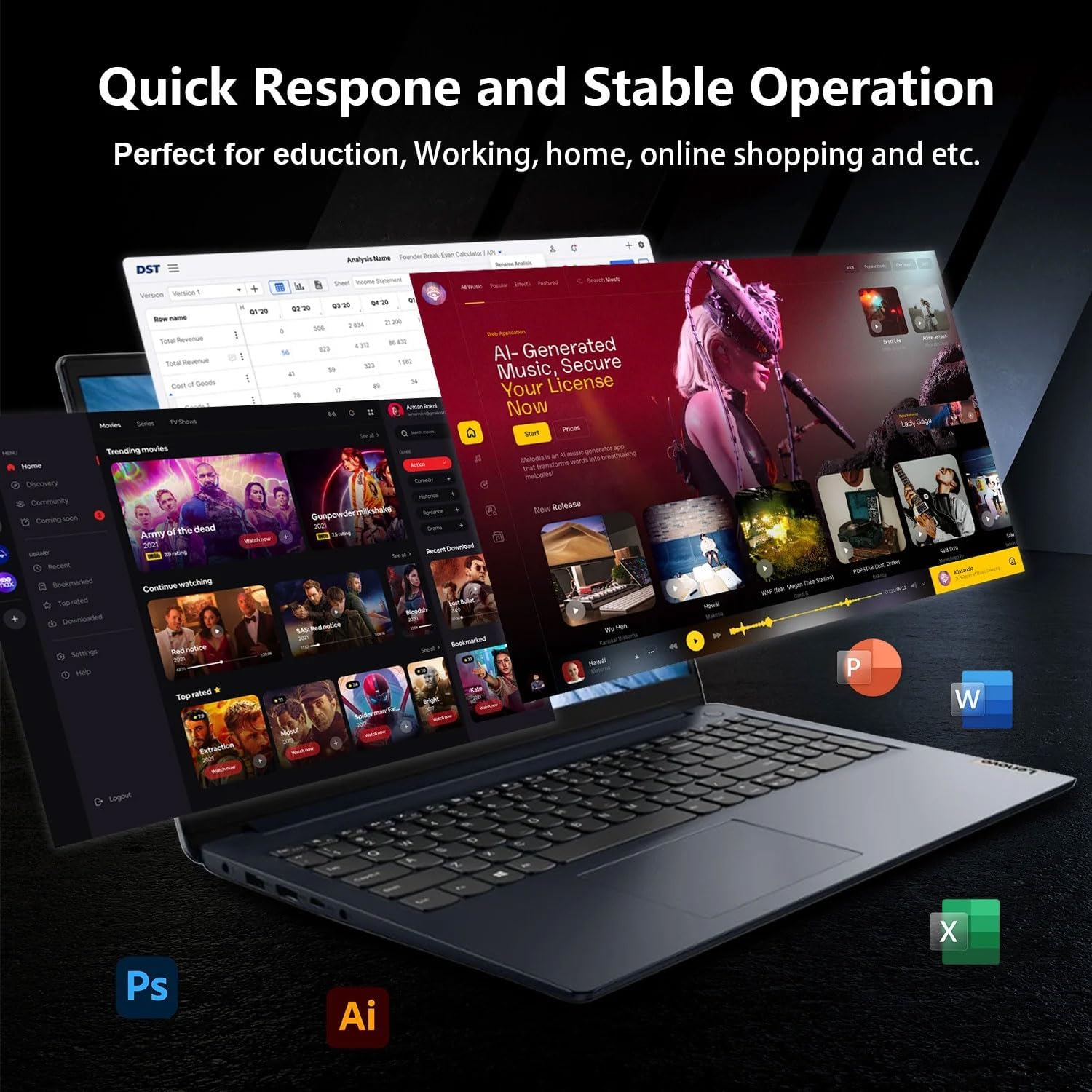 Lenovo IdeaPad 1 15.6' FHD Touchscreen Laptop, Intel Core i5-1335U, 8GB RAM, 512GB SSD, Webcam, HDMI, SD Card Reader, Wi-Fi 6, Win 11 Home, Abyss Blue, Bundle with Thunderobot ML101 Wireless Mouse