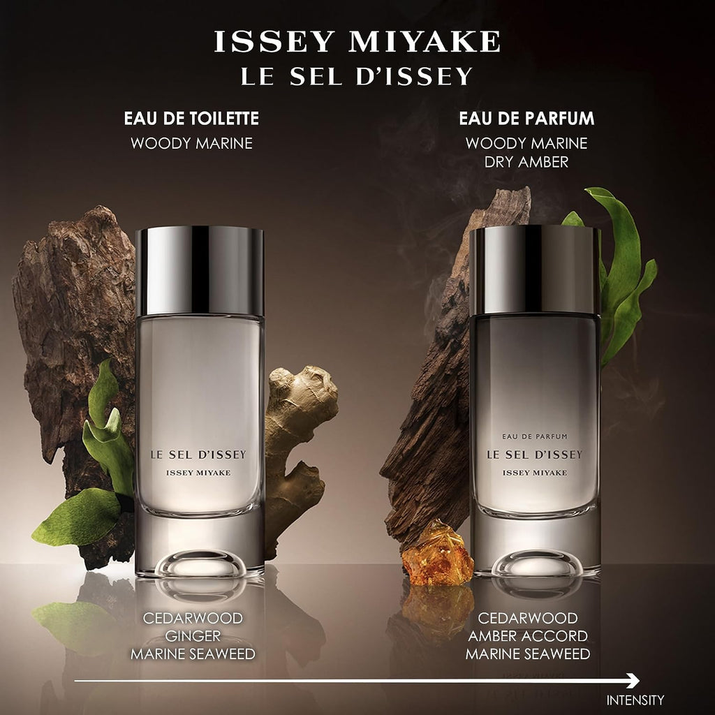 Issey Miyake Le Sel d'Issey Eau de Parfum - Warm Woody Marine Dry Amber Fragrance for Men - Salt Accord, Cedarwood, Marine Seaweed, Incense