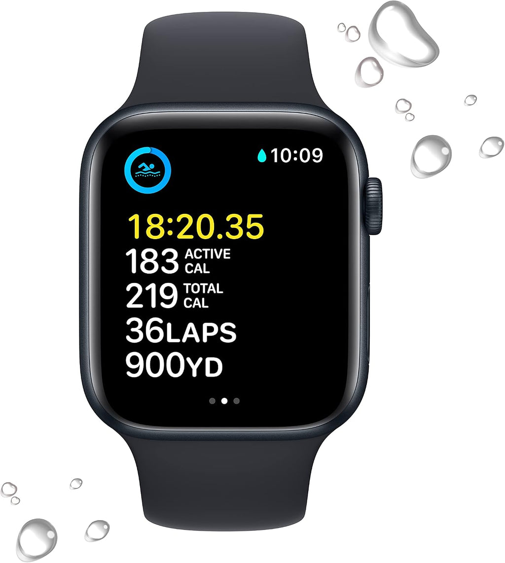 Apple Watch SE (2nd Gen) [GPS 44mm] Smart Watch w/Midnight Aluminum Case & Midnight Sport Band - S/M. Fitness & Sleep Tracker, Crash Detection, Heart Rate Monitor, Retina Display, Water Resistant