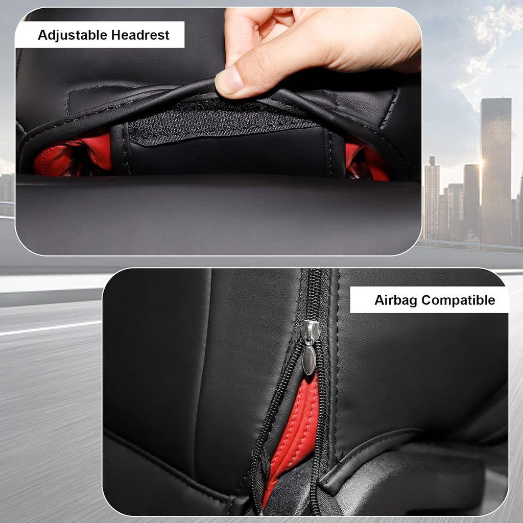 for Ford Mustang Seat Cover Custom Fit Hardtop Coupe 2015-2026 Leather Car Seat Covers Full Set (M-Black)
