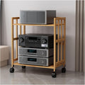 Media Stand 2/3/4/5 Tier Media Component Storage Unit Shelves, Movable Audio Video Tower DVD Cd Record Player Stand Stereo Equipment Cabinet, Turntable Holder for Living,W80Cm2 Tierb