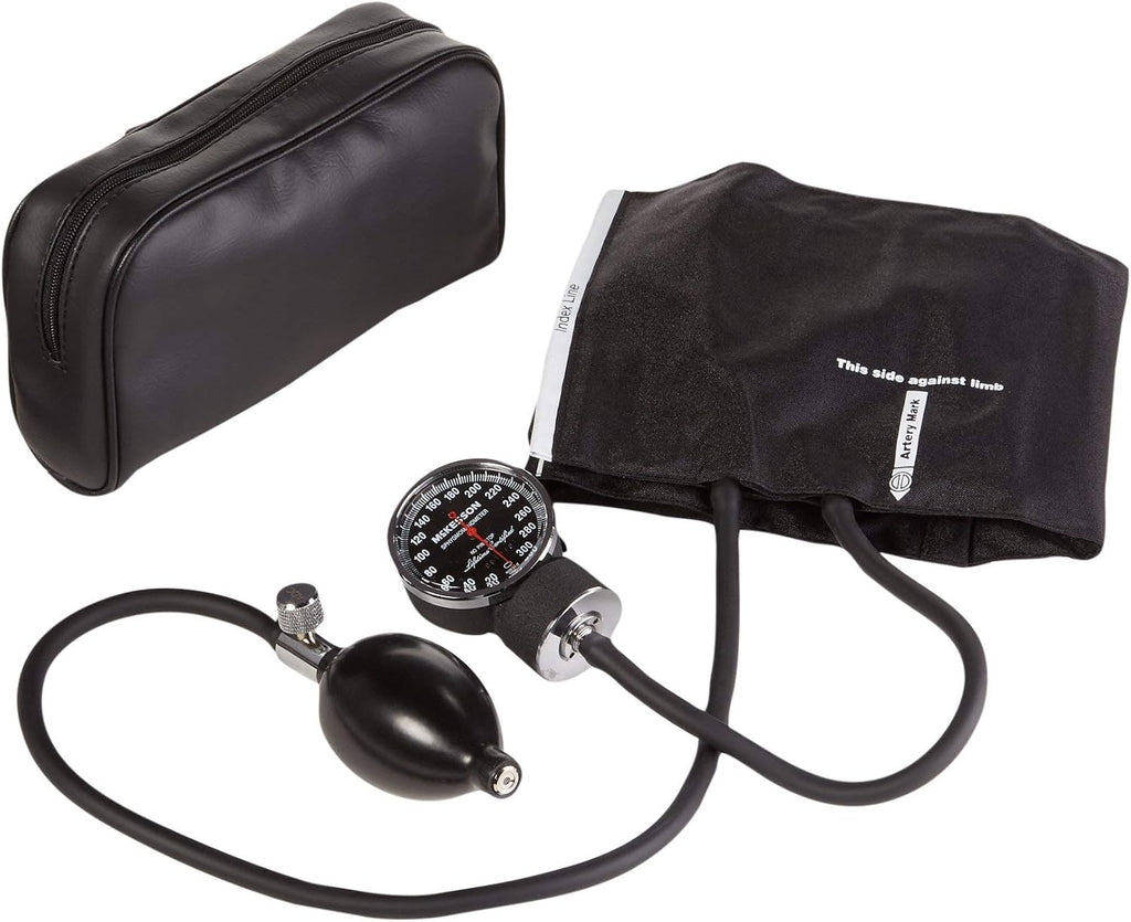 McKesson Aneroid Sphygmomanometer – Manual Blood Pressure Cuff Monitor with Carrying Case, Cuff 23-40 cm, Black, 20 Count