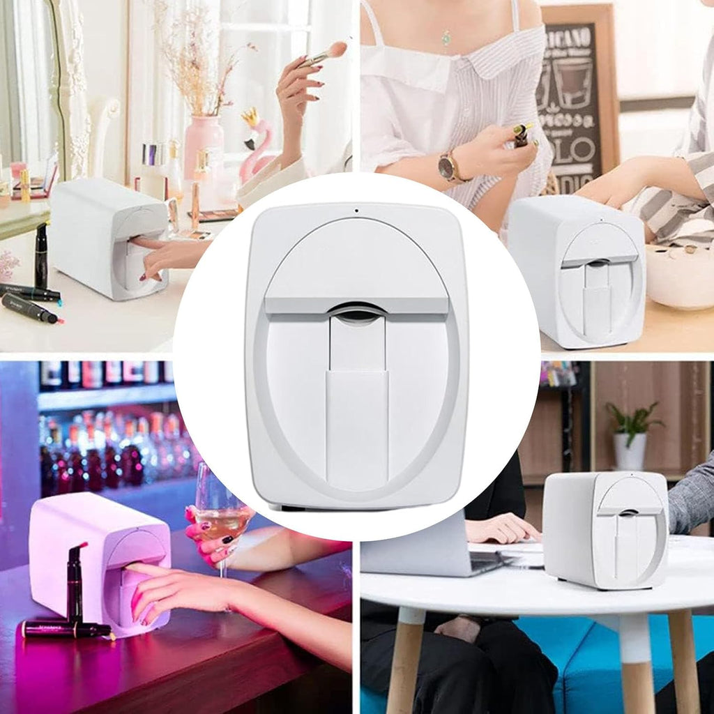 Nail Art Printer, 3D Automatic Nail Printer Machine, Self-Service Nail Art Machine, Portable Mobile Nail Painting Machine for Kid/Nail Studio/Manicurist/Nail Lovers White