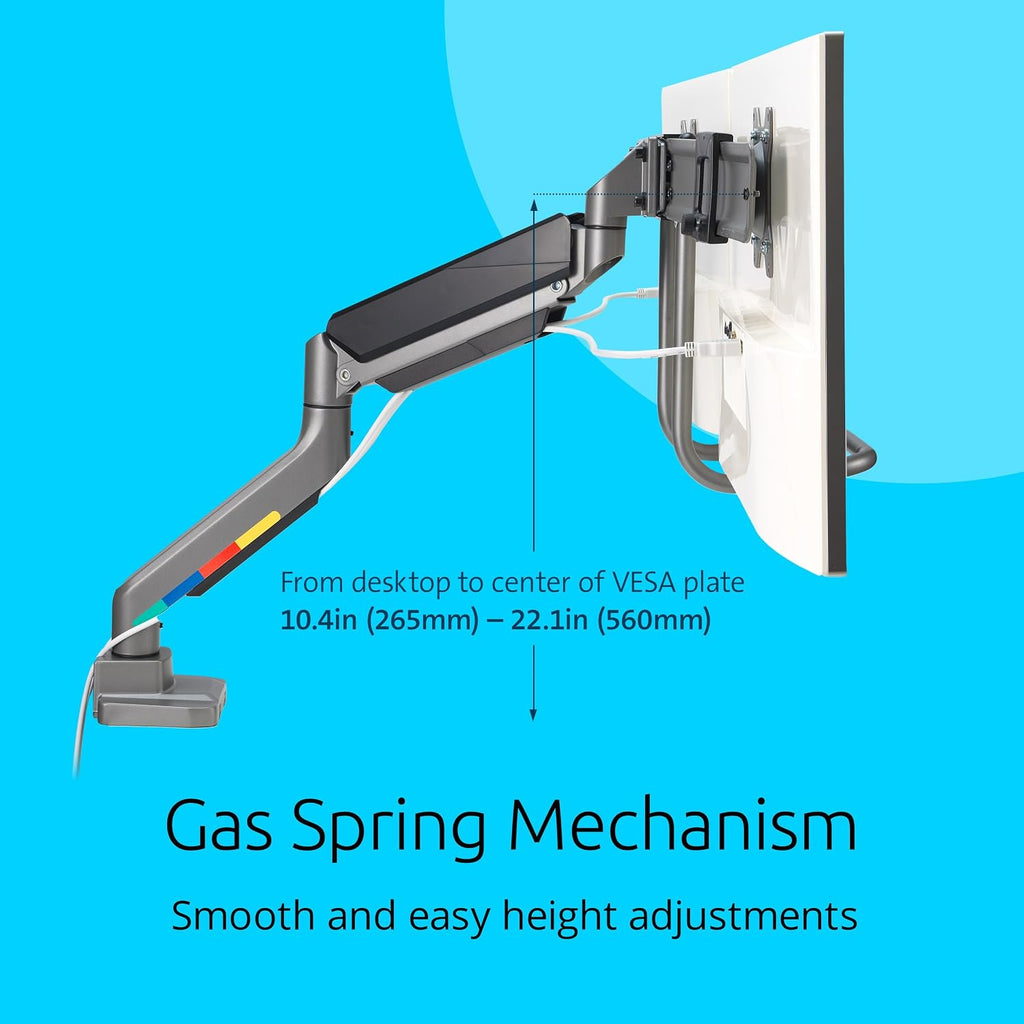 Kensington SmartFit Dual Monitor Arm with Crossbar and Easy-Grip Handle for 2 Screens Up to 32 Inch 19.8lbs, Gas Spring Height-Adjustable C-clamp or Grommet Monitor Mount with Max VESA 75/100mm