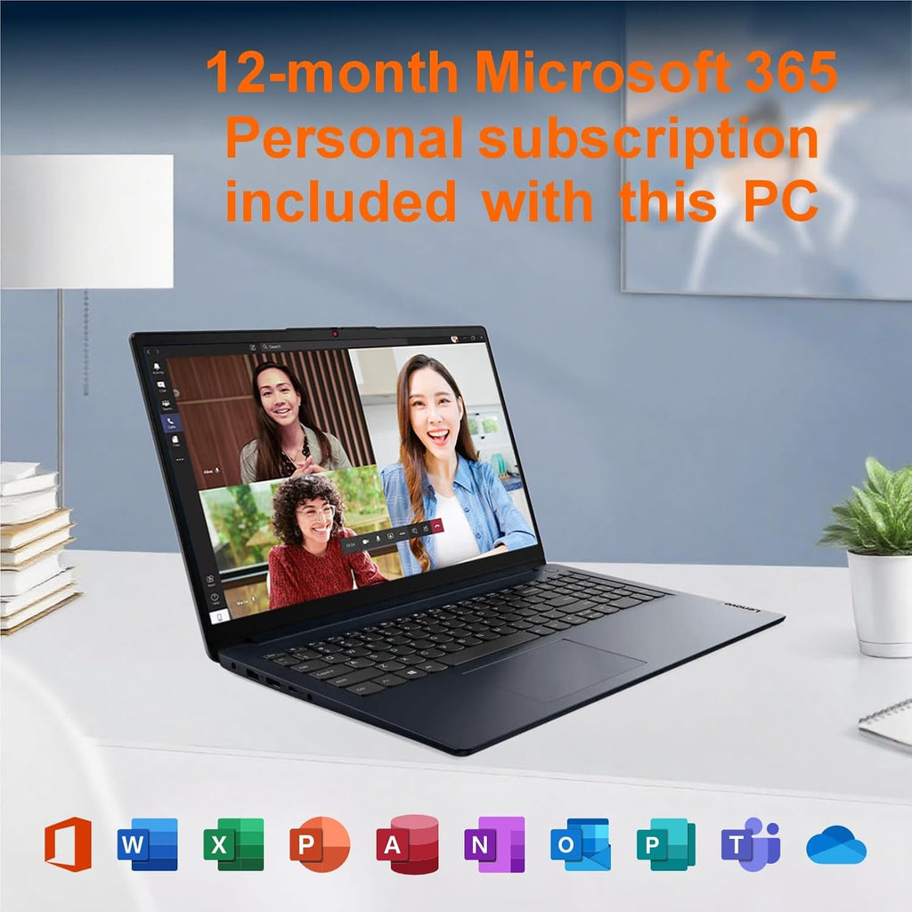 Lenovo Ideapad Business Laptop with Microsoft Office, Intel Dual-Core Processor, 15.6', 8GB RAM, 256GB SSD, SD Card Reader, Windows 11, WOWPC Recovery USB