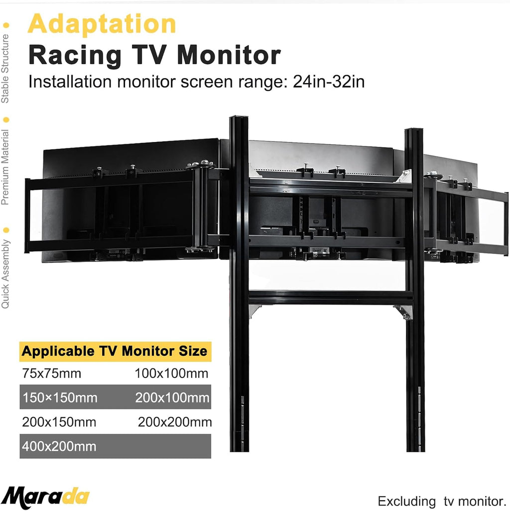 Marada Aluminum Profile Cockpit Triple Monitor Stand for Racing Simulator Stand