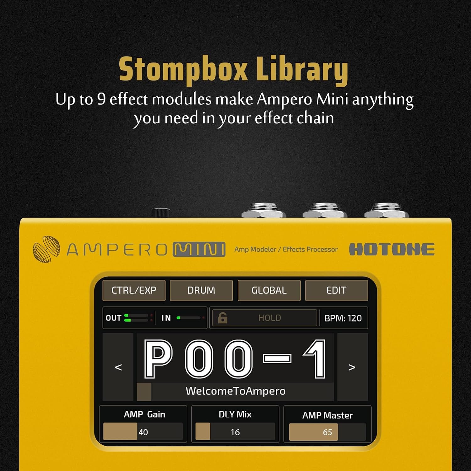 HOTONE Multi Effects Processor Pedal Guitar Bass Amp Modeling IR Cabinets Simulation Multi LanguageStereo OTG USB Audio Interface Ampero Mini MP-50 (Include 10 PCS Additional Footswitch Toppers)