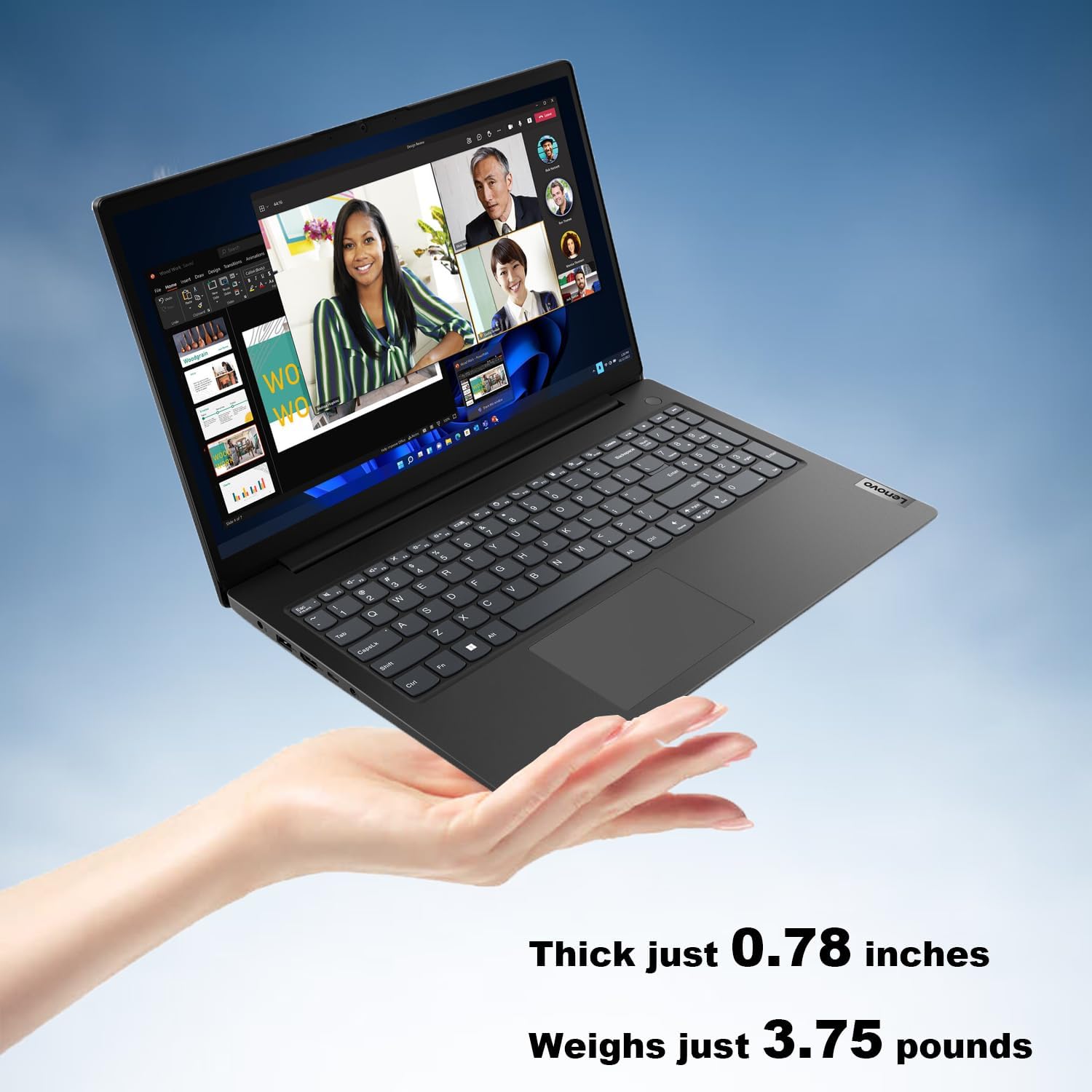 Lenovo V15 Laptop | Intel Pentium Silver N6000 Processor | 15.6' FHD (1920 x 1080) | 16GB RAM | 256GB SSD | Ethernet RJ-45 | Military Durability | Windows 11 Pro | Black (Renewed)