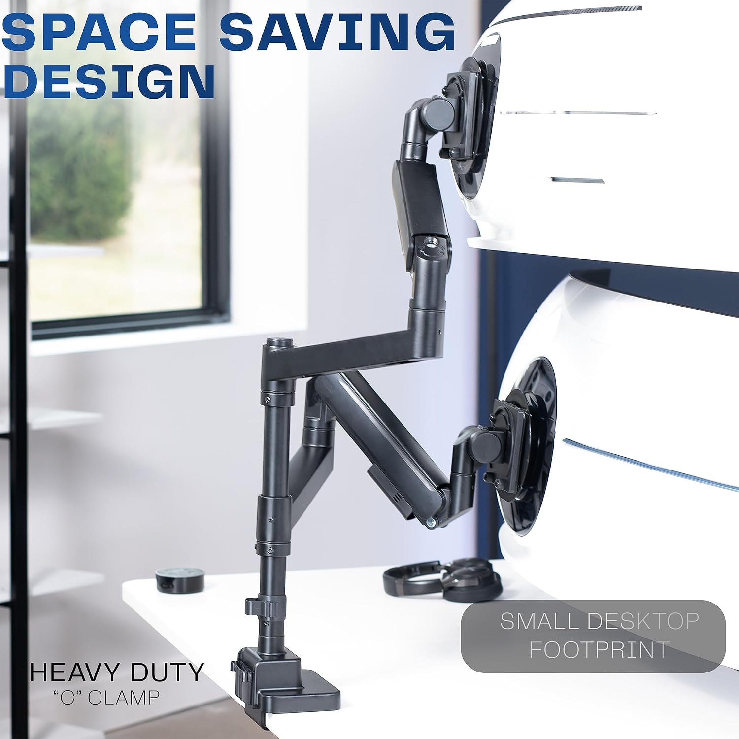 VIVO Dual Ultrawide Monitor Arms with Pole, 57 inch Screens up to 59.4 lbs, Desk Mount TV and Monitor Stand Designed for Samsung Odyssey Ark, Neo G9, ViewFinity S9, and More, Black, STAND-GT57T2