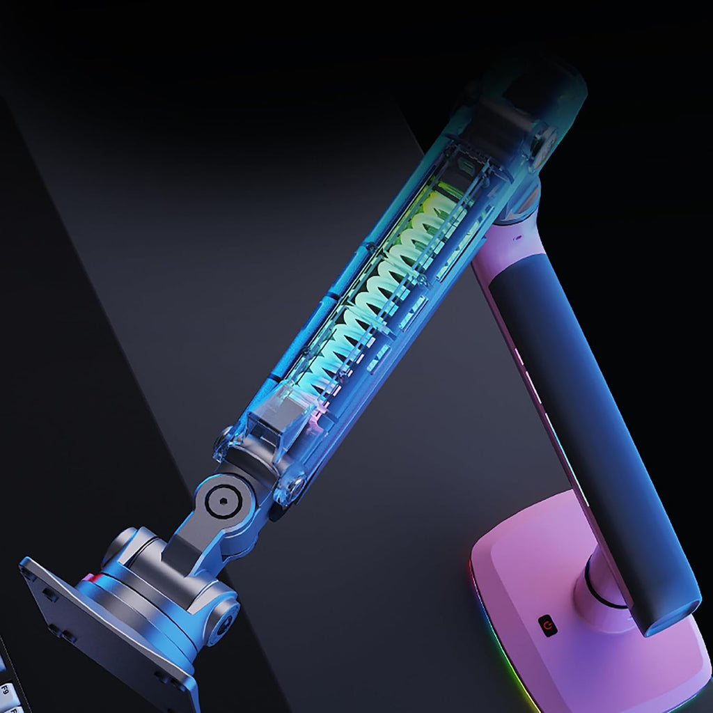 NB Gaming Monitor Arm or for 32 to 60 Inches Screen, Load up to 20 kg, VESA 75/100, RGB-Light, Heavy Duty, Multi Angle Adjustable, Premium Aluminum, Pink