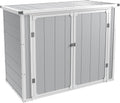 UDPATIO 41 Cu.Ft Horizontal Storage Shed Outdoor, Weatherproof Resin Storage Shed with Floor Thickened, Gas Spring, Lockable Doors for Trash Can Storage, Tools, Lawn Mower, for Patio,（Light Grey）