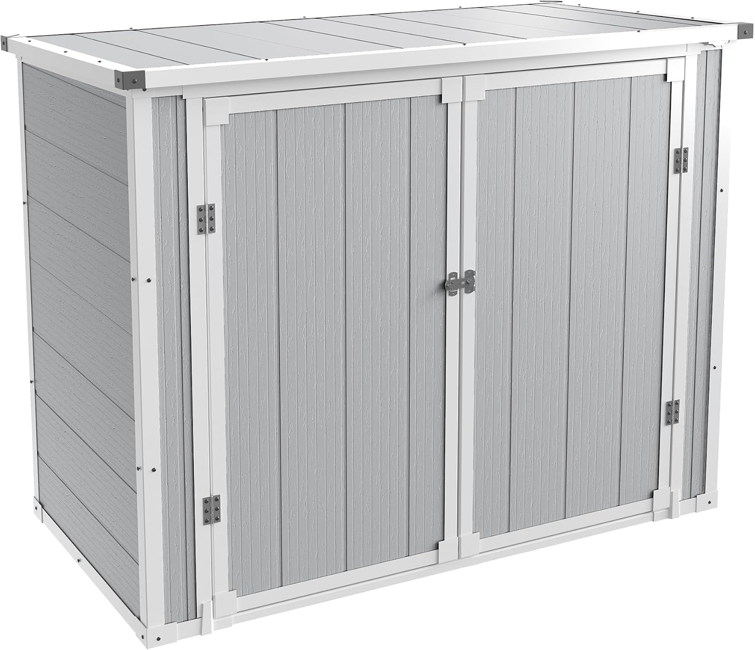 UDPATIO 41 Cu.Ft Horizontal Storage Shed Outdoor, Weatherproof Resin Storage Shed with Floor Thickened, Gas Spring, Lockable Doors for Trash Can Storage, Tools, Lawn Mower, for Patio,（Light Grey）