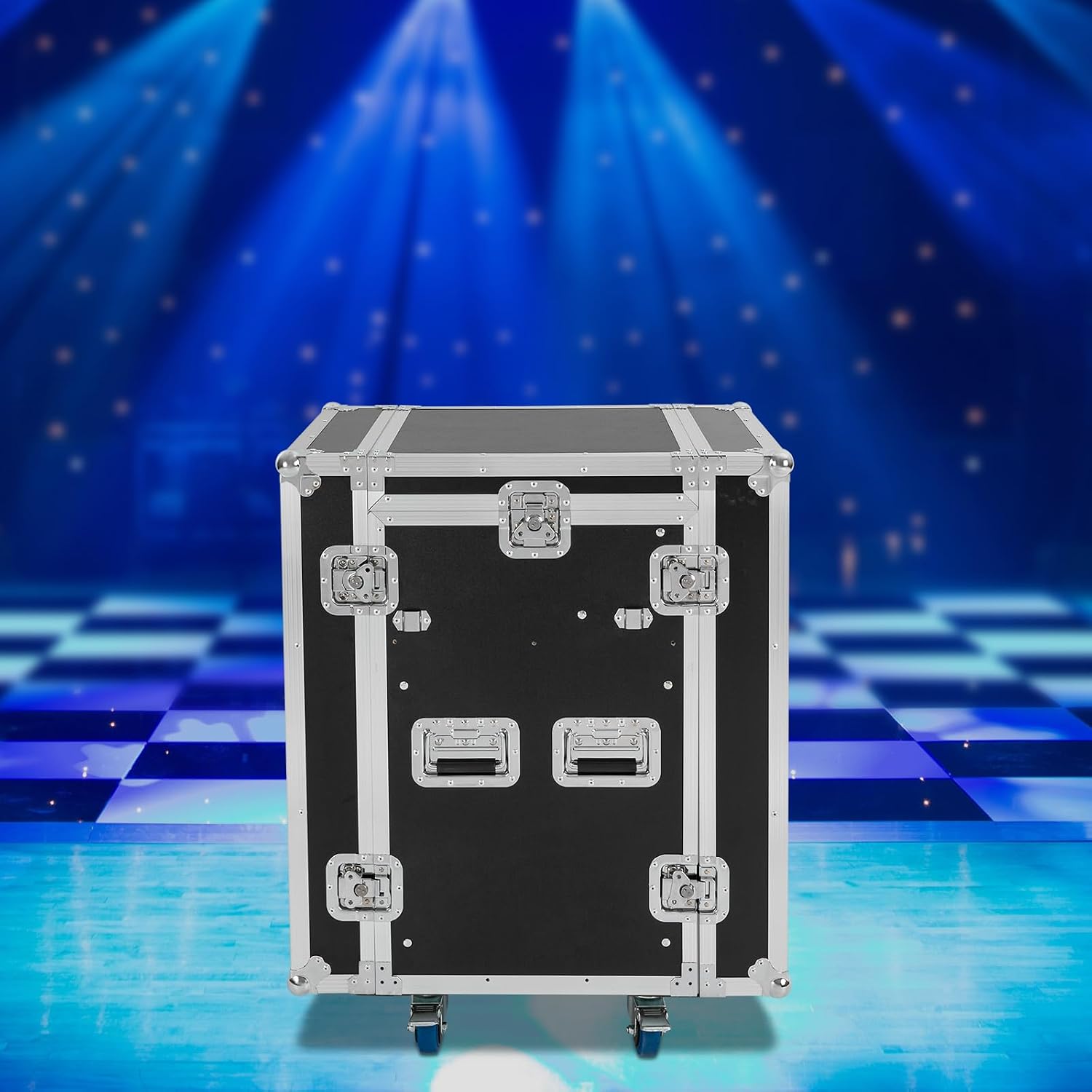 12U PA DJ Rack with DJ Table Tops, 661LBS Recording Studio Racks Audio Equipment Cabinet, Mobile Stereo Rack with Lockable Wheels for Studio/Wedding (12U)