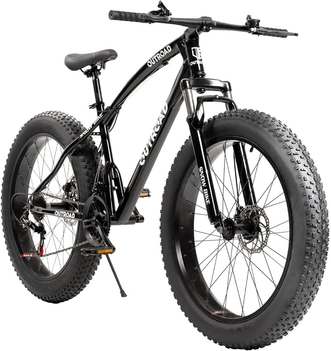 26' Fat Tire Mountain Bike with 4 inch Knobby Tires, 21 Speed MTB with Dual Disc Brake for Adults, Anti-Slip Bicycle, Black, White, Blue&Purple