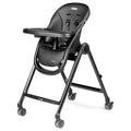 Peg Perego Living, Grow with Baby Folding High Chair & Recliner, Height Adjustable, Quick Clean & Easy Push Wheels for Babies & Toddlers, Made in Italy, True Black