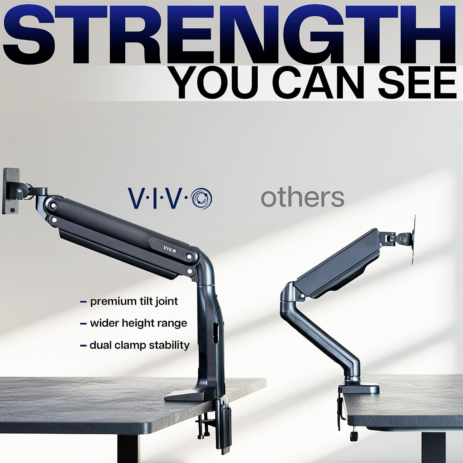 VIVO Aluminum Ultrawide Monitor Stand, Classic + USB, Fits up to 49 inch Screens, Single Articulating Pneumatic Arm, USB Ports, C-Clamp and Grommet Desk Mount, Max VESA 200x100, Black, STAND-V100HU