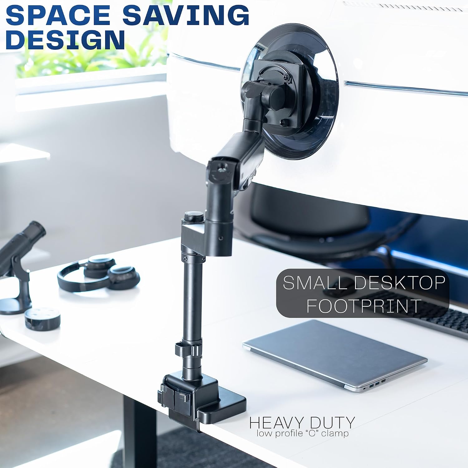 VIVO Heavy Duty Ultrawide Monitor Arm with Pole, 57 inch Screens up to 59.4 lbs, Desk Mount TV and Monitor Stand Designed for Samsung Odyssey Ark, Neo G9, ViewFinity S9, and More, Black, STAND-GT57T