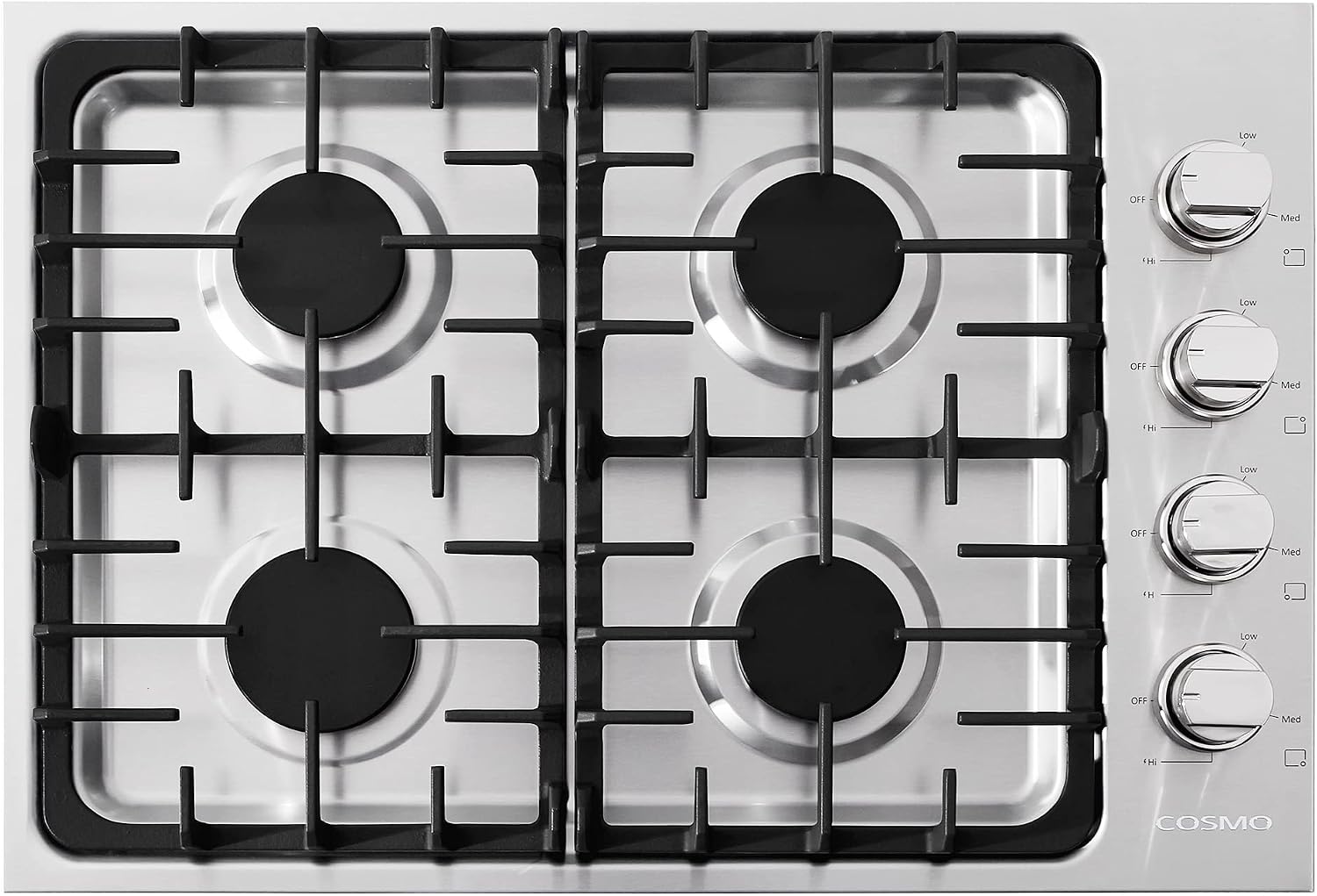 COSMO COS-DIC304 30 in. Gas Cooktop in Stainless Steel with 4 Italian Made Burners