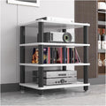 4 Tier Audio Video Equipment Rack Stereo Component Console Stand Media Cabinet, Speaker Amplifier Record Player CD Turntable Receiver Shelves Gaming Devices Electronic Storage U(White-4 Tier)