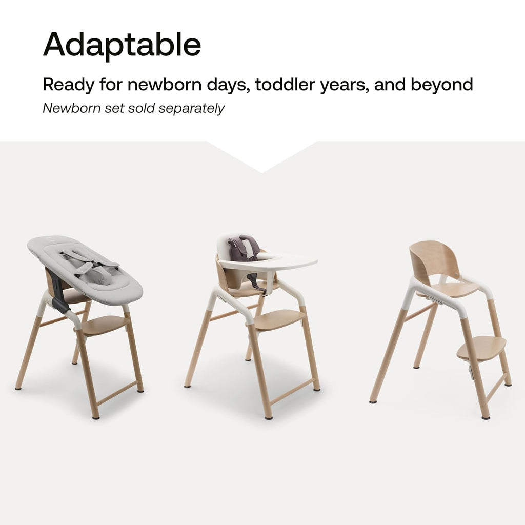 Bugaboo Giraffe Wooden Baby High Chair – Adjustable in 1 Second, Ergonomic & Easy Clean Highchair – Suitable from Birth with Newborn Set (Sold Separately) – FSC Beechwood & Bioplastic Design - Black