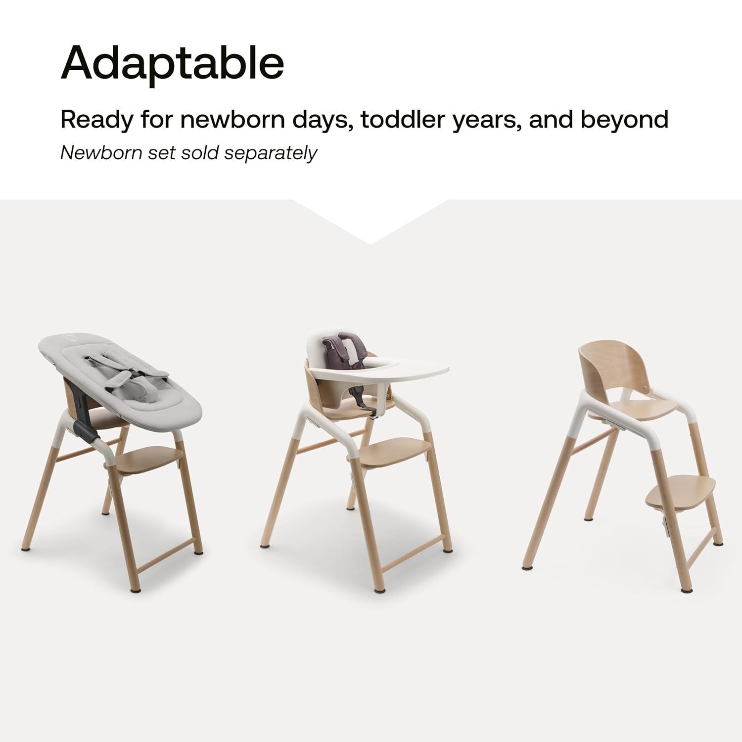 Bugaboo Giraffe Wooden Baby High Chair – Adjustable in 1 Second, Ergonomic & Easy Clean Highchair – Suitable from Birth with Newborn Set (Sold Separately) – FSC Beechwood & Bioplastic Design - Black
