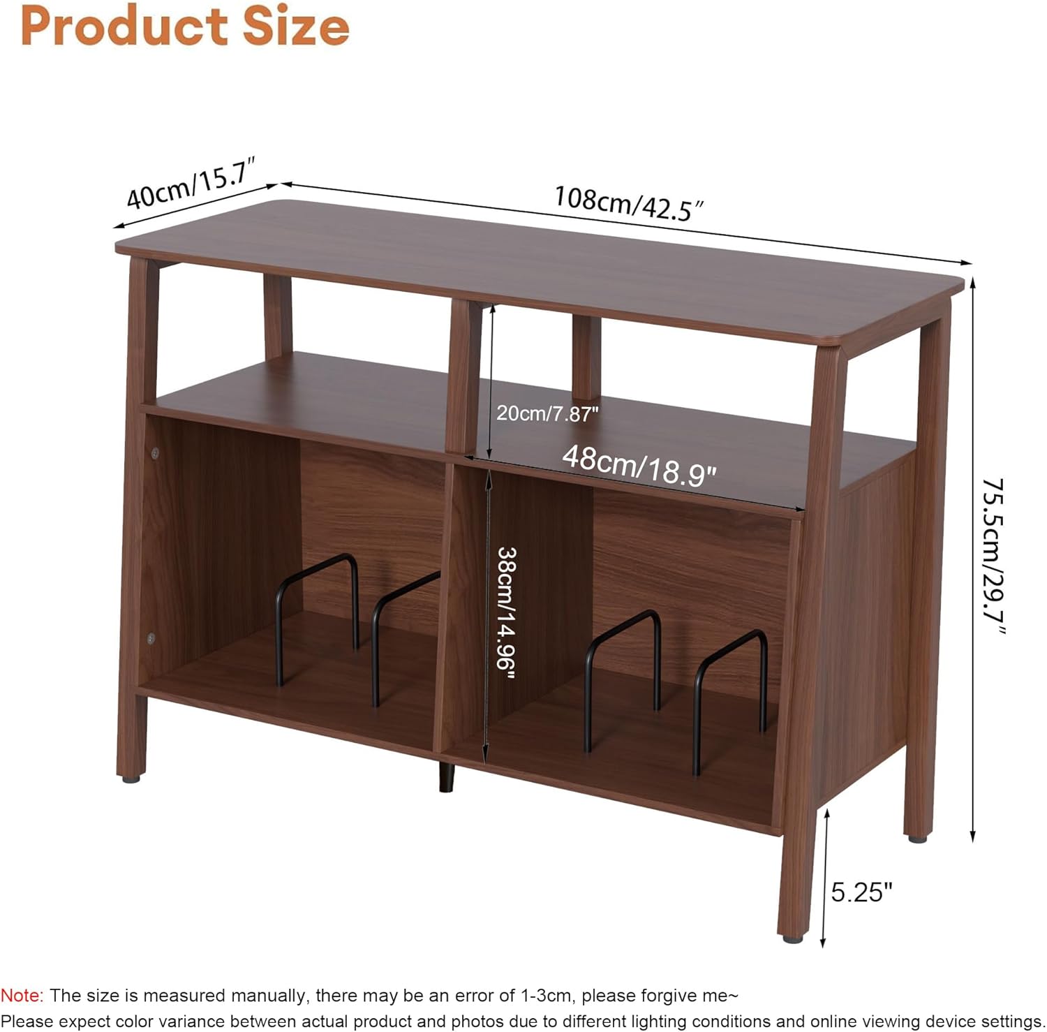 Mxtxmy Large Record Player Stand,Mid Century Turntable Stand Table with Open Storage Holds up to 300 Albums,Vinyl Record Storage Display Shelf for Living Room Bedroom (Walnut)