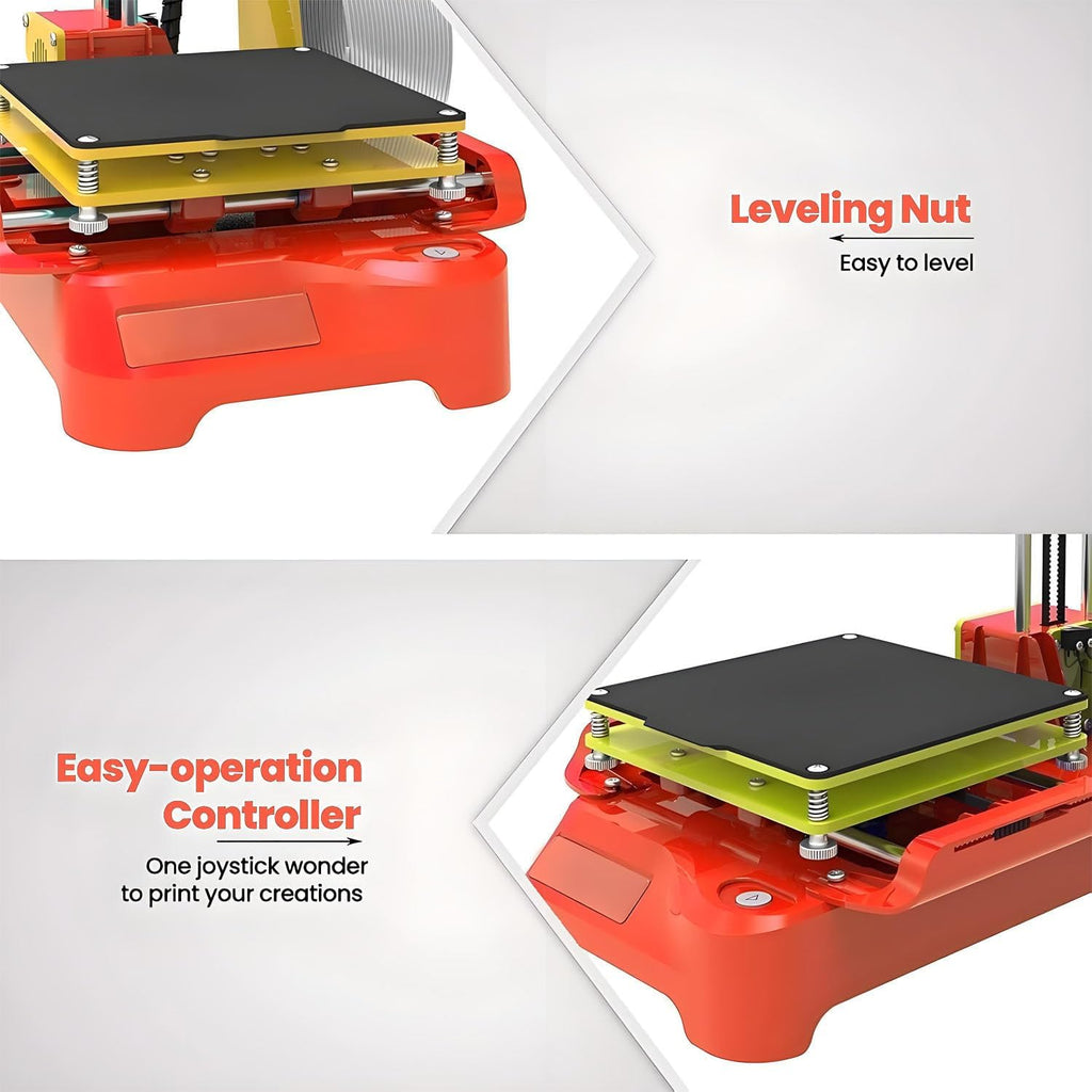 3D Printer Mini Desktop Printing Machine,100X100X100mm Printing Size,Leveling-Free Printer,Uniform Heating,for Beginners,Kids,Student Education Orange