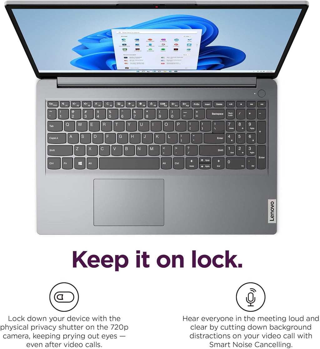 Lenovo 15.6' Laptop Computer (8GB, 256GB Storage (128GB eMMC + 128GB SSD), 1-Year Microsoft Office 365, Intel Dual Core) IdeaPad 1i for Business, Student, Numeric Keypad, Wi-Fi 6, Win 11 Home in S