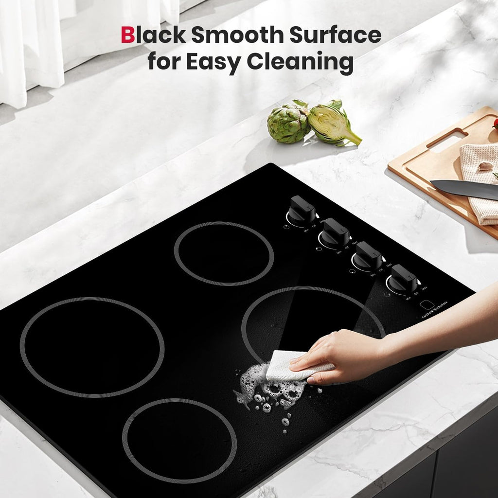 GASLAND Electric Cooktop 30 Inch, Pro CH77BS 7000W Built-in Ceramic Radiant Stovetop with 4 Burners, ETL Approved, Knob Control, Hot Surface Indicator, Child Safety Lock, 240V