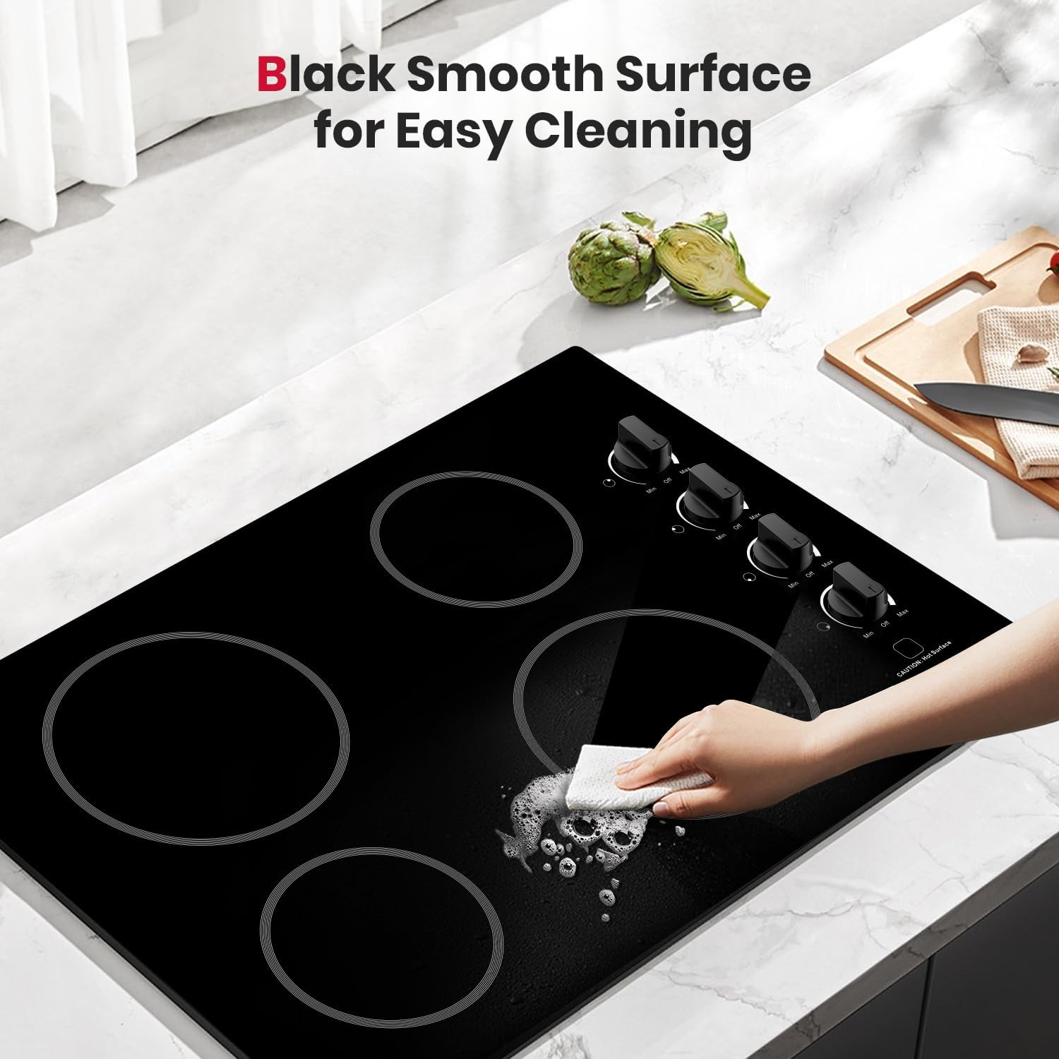GASLAND Electric Cooktop 30 Inch, Pro CH77BS 7000W Built-in Ceramic Radiant Stovetop with 4 Burners, ETL Approved, Knob Control, Hot Surface Indicator, Child Safety Lock, 240V