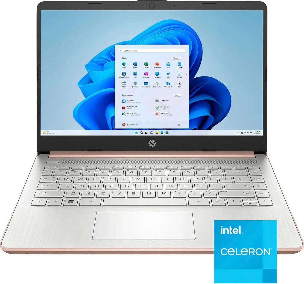 HP 14 Lightweight Business & Student Laptop | 14' HD Anti-Glare | Intel 4-core Celeron N4120 | 8GB DDR4 192GB Storage (128GB eMMC + 64GB SD Card) | Type-C Long-Lasting Battery Win11 w/DLCA Accessory