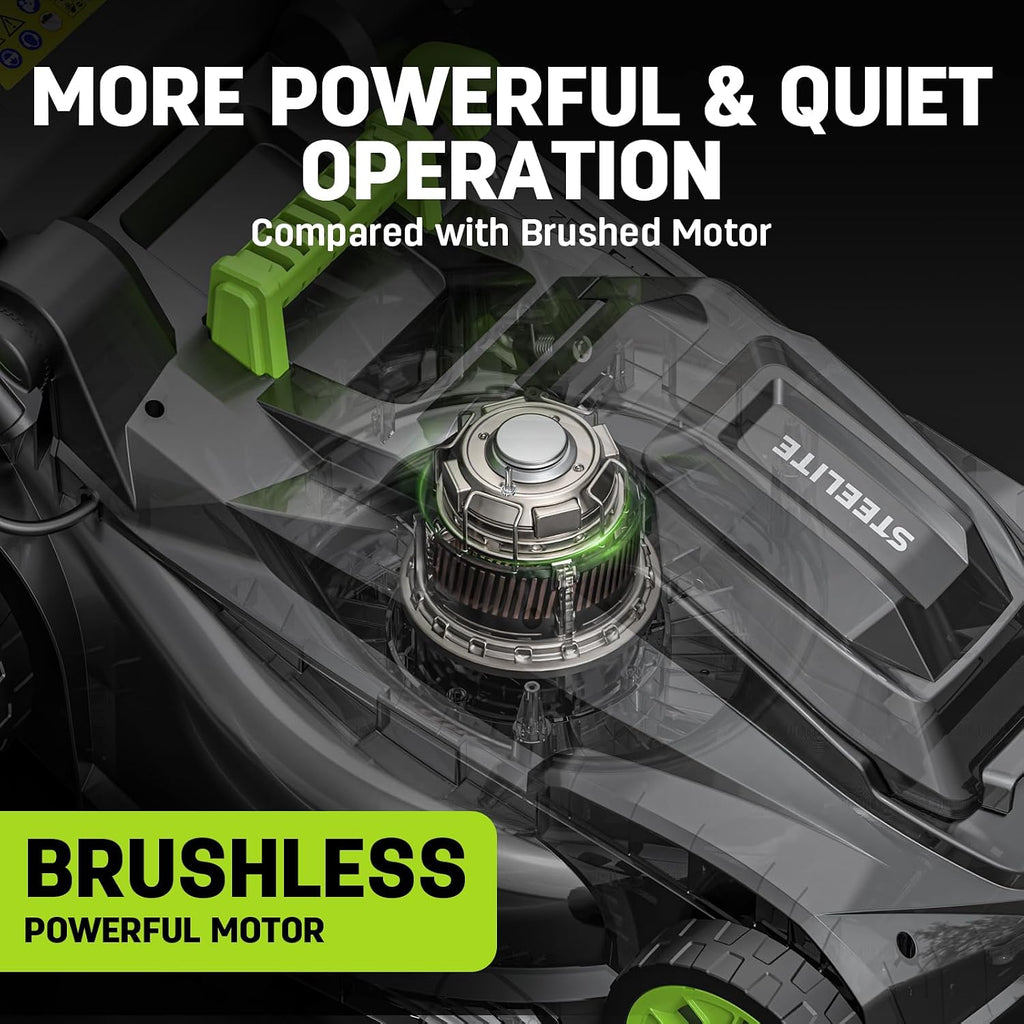 STEELITE 40V 17 Inch Cordless Lawn Mower, Brushless Motor, 6-Level Height Adjustment, 2-in-1 Bagging & Mulching, Comes with 2×4.0Ah Batteries and Charger