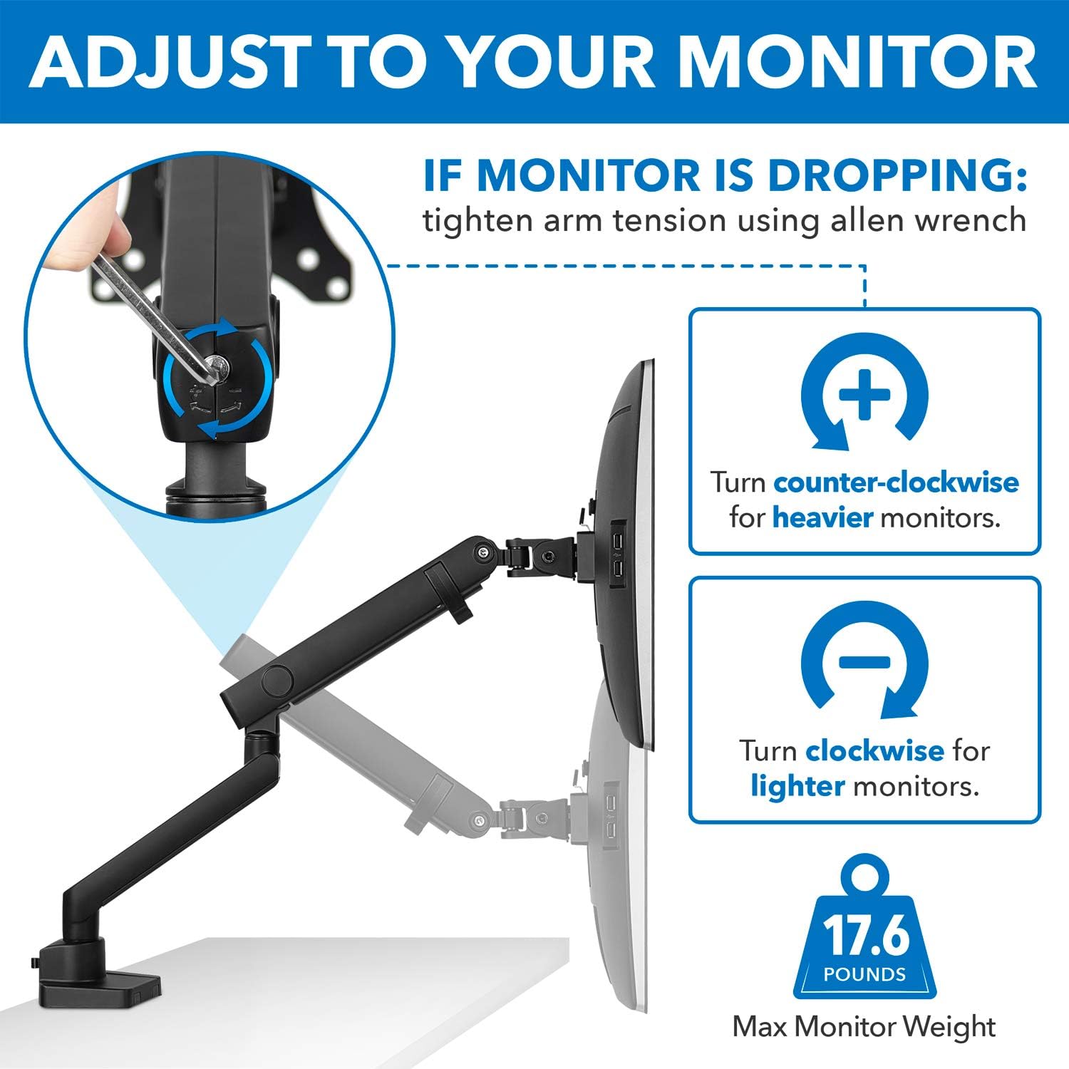 Mount-It! Dual Monitor Arm Mount Desk Stand | Premium Quality | Articulating Mechanical Spring Height Adjustable | Fits Two 24 27 29 30 32 Inch VESA 75 100 Compatible Screens | C-Clamp and Grommet