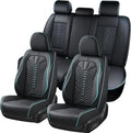 Coverado Leather Seat Covers, Car Seat Covers Full Set, Nappa Leather Seat Covers for Cars, Car Seat Protector Waterproof, Black Car Seat Cover, Universal Seat Cover Fit for Most Cars(Black&Blue)