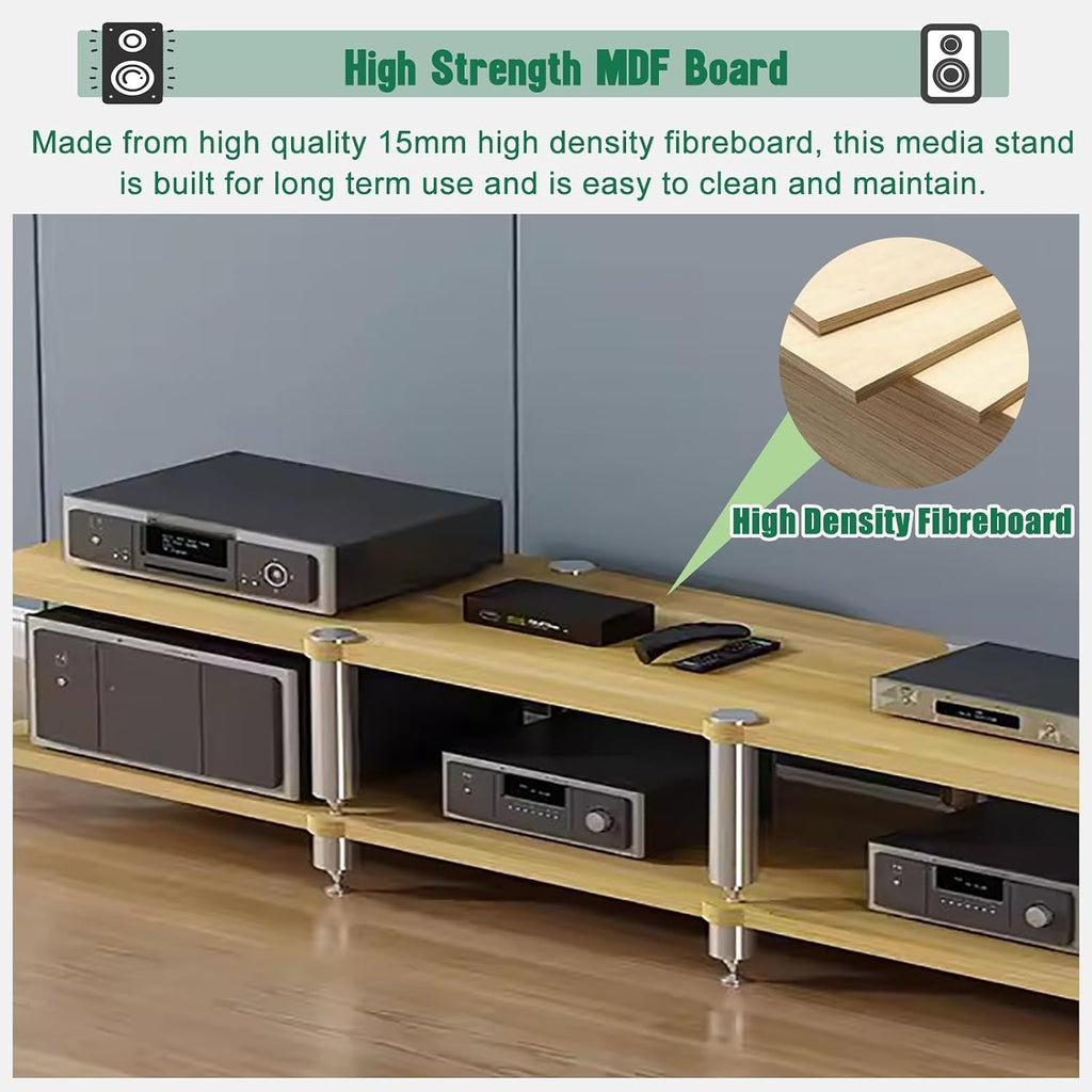 Home Theater AV Display Rack Heavy Duty, Audio Component Cabinet/Media Stereo Stand Equipment Shelf, 2 3 4 Tier Wooden Audio Equipment Organizer Shelf(White,120x48x84cm)