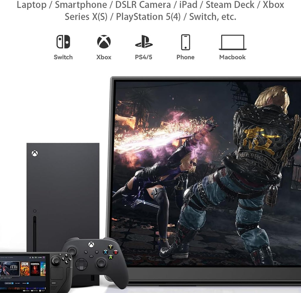 EHOMEWEI Q1 16' Ultra-Slim Portable Monitor 2560 * 1600 QHD Laptop Screen Extender with 100% sRGB, Eye Care IPS Display, Integrated Kickstand, Plug & Play for MacBook, PC, Phone, Switch, Xbox