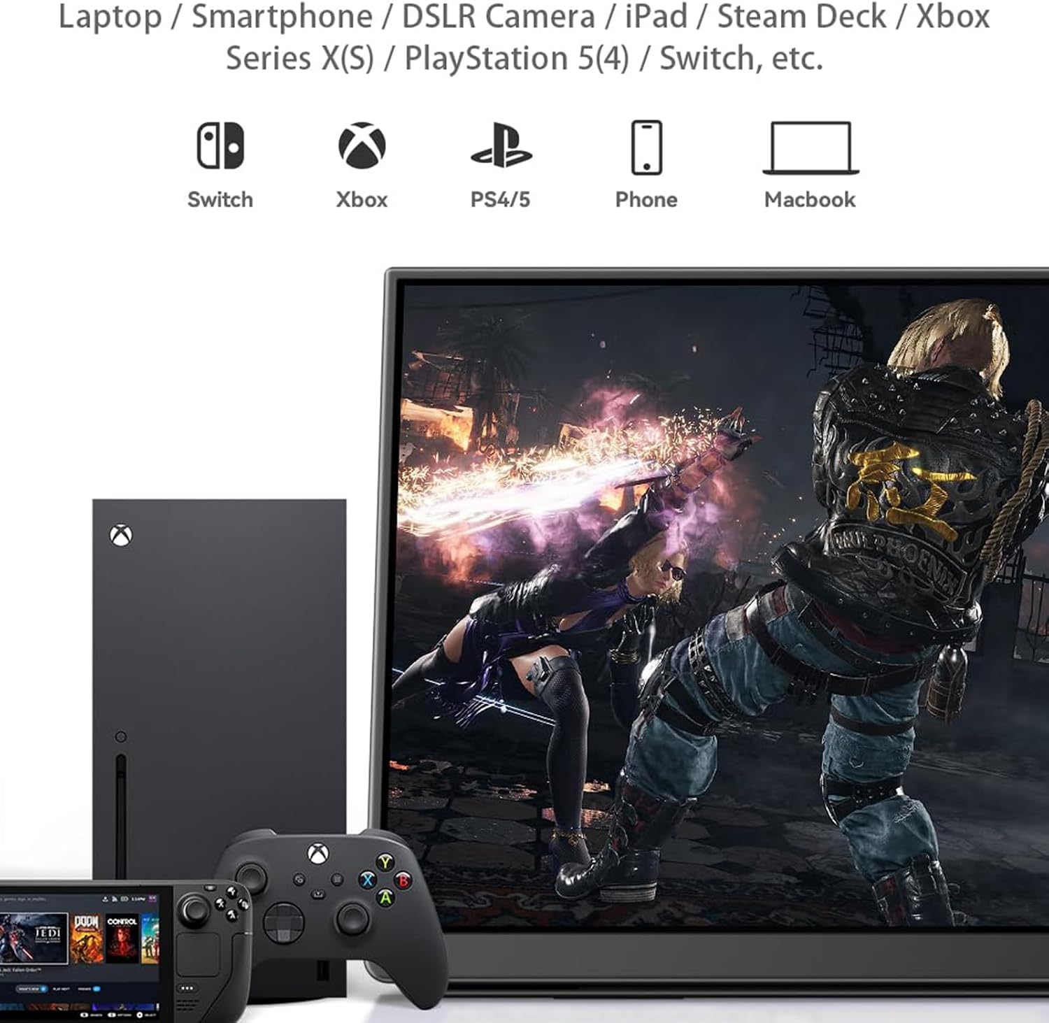 EHOMEWEI Q1 16' Ultra-Slim Portable Monitor 2560 * 1600 QHD Laptop Screen Extender with 100% sRGB, Eye Care IPS Display, Integrated Kickstand, Plug & Play for MacBook, PC, Phone, Switch, Xbox