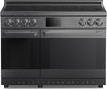 48 Inch Professional Induction Range with Double Convection Ovens, Air Fry, 7 Burner Electric Stove, Pizza Stone - Black Stainless Steel