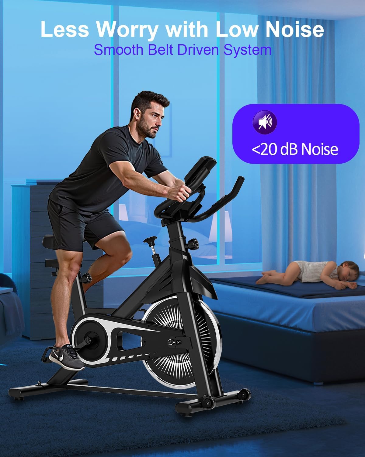 Exercise Bike,Adjustable Resistance Indoor Cycling Bike for Home Exercise - Stationary Bike with Smartphone Holder, LCD Display & Heart Rate Monitor